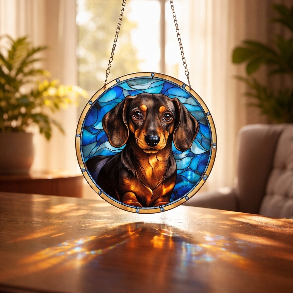 Dachshund Stained Glass Suncatcher